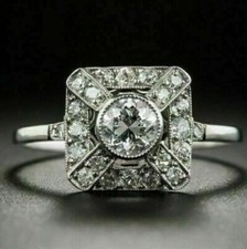 Lab Created 2.20Ct Round Cut Moissanite Engagement Ring White Gold Finish Size 8
