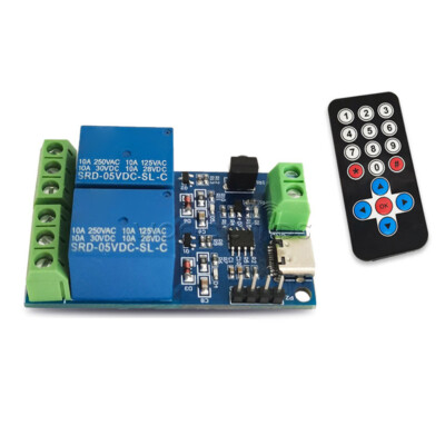 5V Infrared Remote Control Wireless 2way Relay Module With Remote Control Type-C
