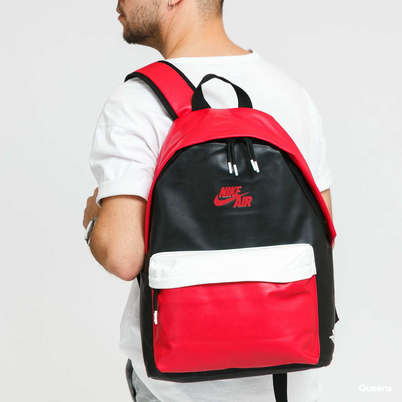 red leather jordan backpack