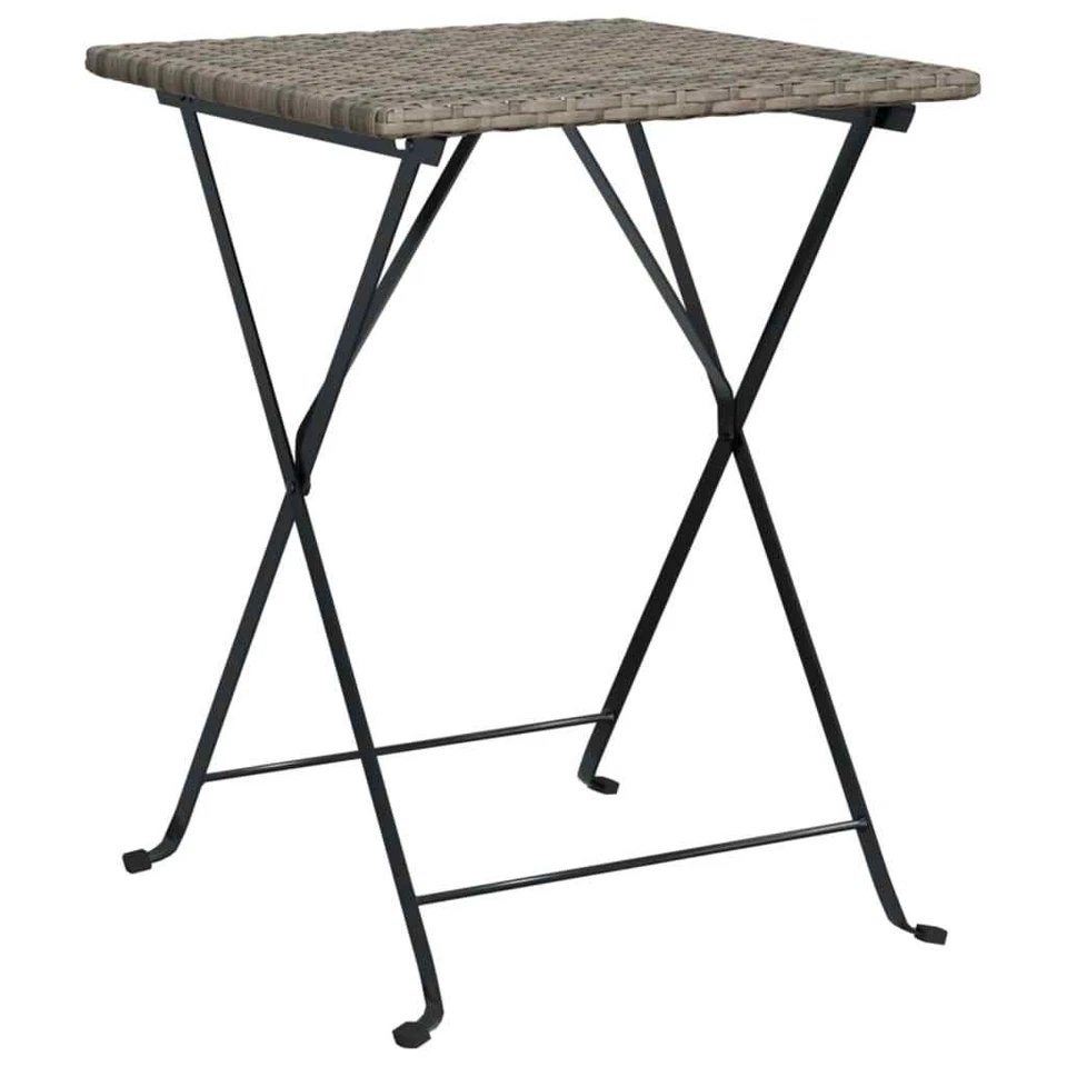 Folding Bistro Table Gray 21.7"x21.3"x28" Poly Rattan vidaXL Foto 2 de 4