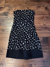 NINE WEST STRAPLESS BLACK & WHITE COCKTAIL DRESS SIZE 8