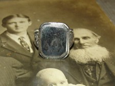 Rectangular Shaped Antiqued Sterling Silver Signet Ring Alberto Juan