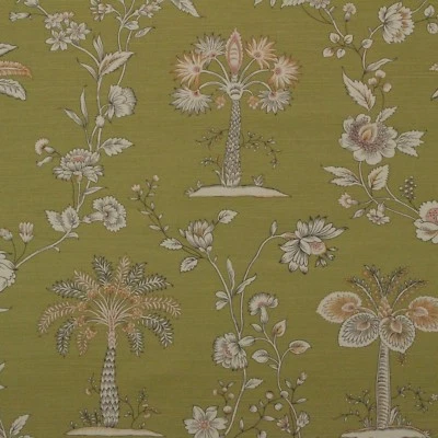 JAY YANG PALM TREE TRELLIS SAGE GREEN TOILE VINE MULTIUSE FABRIC BY YARD 54"W - Image 1 of 4