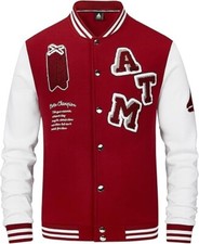 Men's Varsity Jacket Baseball Button Jackets Long Sleeve with letters