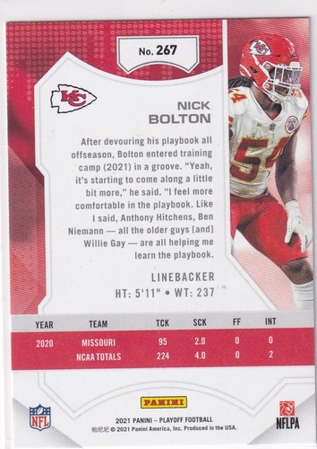 2021 Panini Playoff #267 Nick Bolton NM - Picture 2 of 2