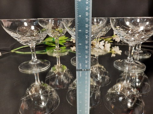 6 Val St. Lambert Cris-Cross Cut Luxury Crystal Champagne Coupes Glasses VAS8 - Picture 7 of 7