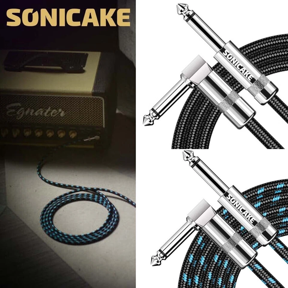 SONICAKE Geflochtenes Kabel 3M Amp Kabel für E-Gitarre Instrumente Kabel DE