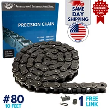 #80 Roller Chain 10 Feet with 1 Connecting Links