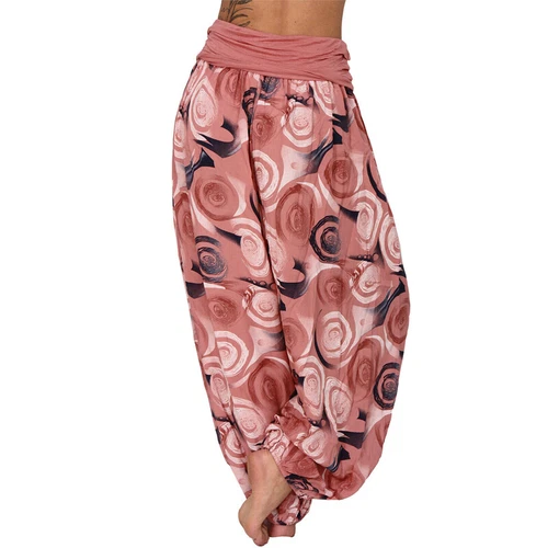Women Elastic Waist Boho Floral Harem Trousers Baggy Wide Leg Palazzo Pants - Picture 20 of 60