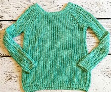 JUSTICE 7 Girls Green Blue Sparkly Glitter Long Sleeve Light Sweater DC-TT20