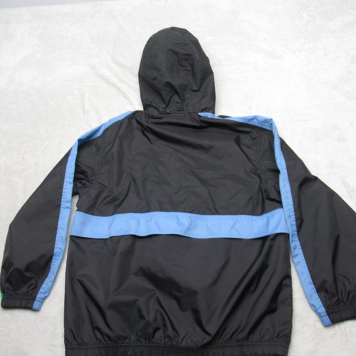 Vintage Nike Jacket Youth 12 Medium Black Stripe Hood 1/2 Zip Pullover Vented 90 - Picture 3 of 12
