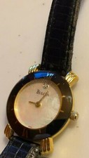 Ladies Vintage GT Bulova quartz MOP diamond accent watch BLACK DIAL ELEGANT WATC