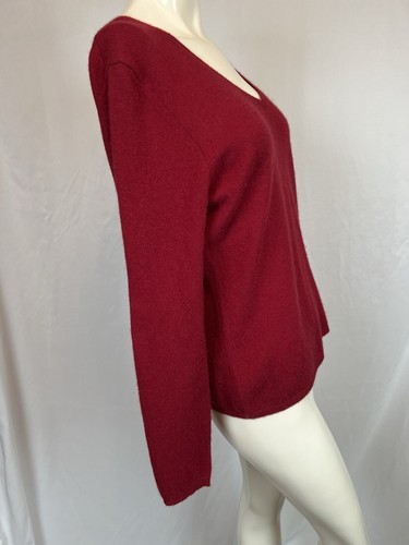 Marina Luna Women’s Red 100% 2 Ply Cashmere Crew Neck Pullover Sweater Size XL - Picture 2 of 9
