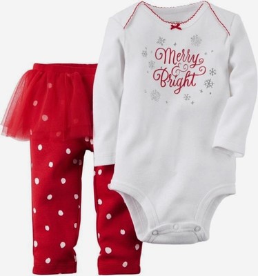 NEW Carter's Baby Girls Merry and Bright 2 Piece Christmas Set Tutu Red 6 Mos