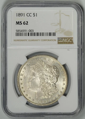 1891-CC  NGC  MS62  * Carson City Morgan Dollar  *  #5854591-003