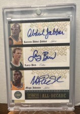 2010 Panini Playoff National Treasures Abdul-Jabbar Bird Johnson Auto #d 2/5