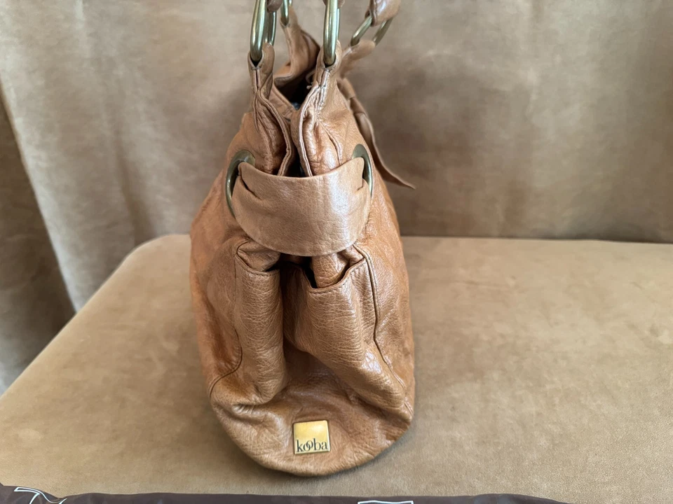 KOOBA Leather Amber shoulder bag Bow purse hobo cinch eyelet with dust bag brown - Image 4 of 4