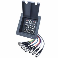 Recessed stage audio floor box XLR female mic male connectors jacks 1/4 TRS cat5