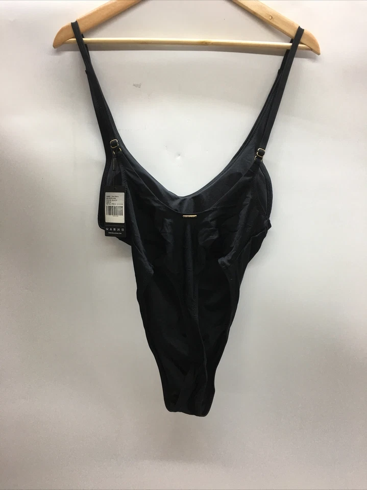 Traje de baño de una pieza con tanga acolchada negra Relleciga para mujer talla mediana R2051-800 Foto 2 de 3