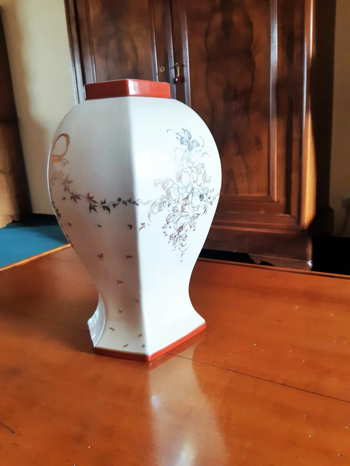 VASE, potiche, 1930, porcelaine de COULEUVRE, MODELE DEPOSE, signature A L - Photo 3/4