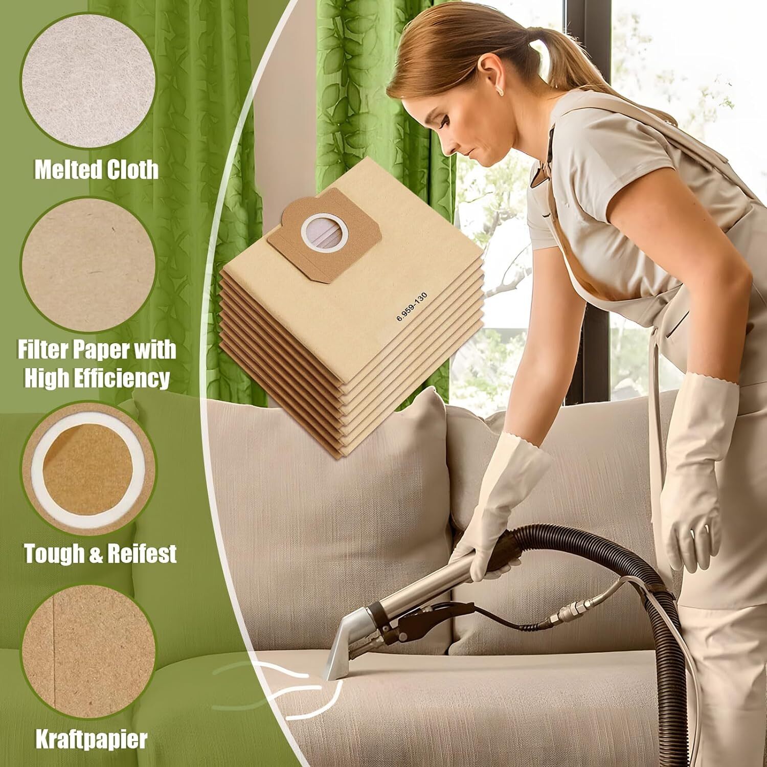 12X Vacuum Cleaner Paper Bags for Karcher WD3 1629 WD3P MV3 SE400 6.959