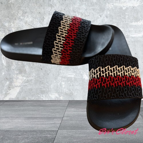 Tommy Hilfiger Blue White & Red Slip-On Slides Flat Sandal Women's Shoe Size 8M - 第 3/5 張圖片