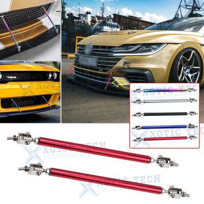 2x Adjustable 8'' - 11'' Car Front Bumper Lip Splitter Strut Rod Tie Support Bars