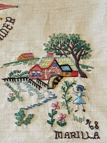 Vintage 1968 Hand Stitched Embroidered 4 Seasons Winter Spring Autumn Summer - Picture 5 of 7