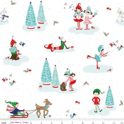 ''Pixie Noel 2'' Main White Yardage by Tasha Noel for Riley Blake