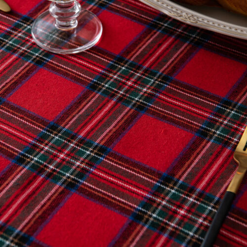 Christmas Plaid Tablecloth Red Green Table Cloth Vintage Dining TableCover Decor - Picture 21 of 27