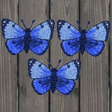 Mini Blue Butterfly Embroidered Patch   Iron On