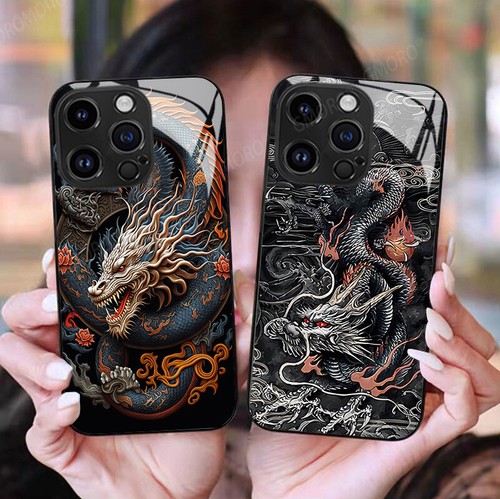 NEU Chinesischer Drache Handyhülle Neujahr Glas Abdeckung für iPhone 12/13/15/14Promax - Bild 1 von 27