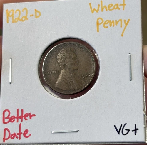 1922 D Lincoln Wheat Cent Better Date VG+ ( RAW2626 )