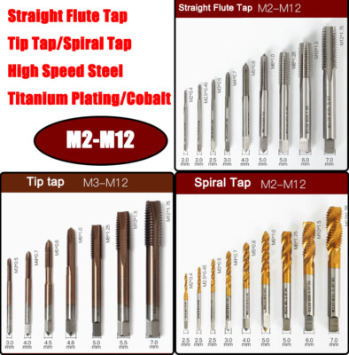 HSS Machine Thread Tap M2-M12 Self-tapping Tap Straight/Spiral Slot Thread Drill