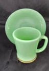 Fire King Jadeite D Handled Coffee Mug Saucer Brass Holder Restaurant Ware Cup