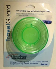 Travel Guard Collapsible Cup with Built-In Pill Case w/ Microban Protection
