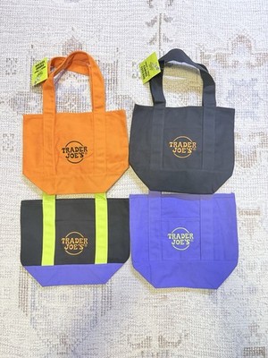 Trader Joe's Mini Canvas Tote Bags Halloween Fall Limited Edition Set of 4 NWT