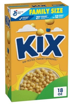 Kix Whole Grain Breakfast Cereal, Crispy Corn Cereal Puffs, Family Size, 18 oz