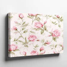 Pink Rose Floral Canvas Wall Art Romantic Botanical Flower Print Decorative Art