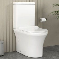 Oslo Close Coupled Rimless Toilet & Slim Soft Close Seat Tornado Flush, Cistern
