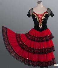 Women Red Tutu Spanish Ballet Dress Girls Professional Tutu Ballet Dance Costume