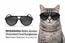 MOSANANA Retro Aviator Oversized Cool Black Frame Grey Lens MS52482