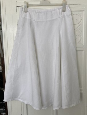 AUTOGRAPH Weekend- White 100% Linen full skirt. Size: 14 See meas. below