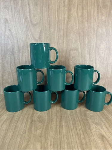 Set Of 8 Waechtersbach Hunter Green 12 oz Coffee Mugs Cups Christmas