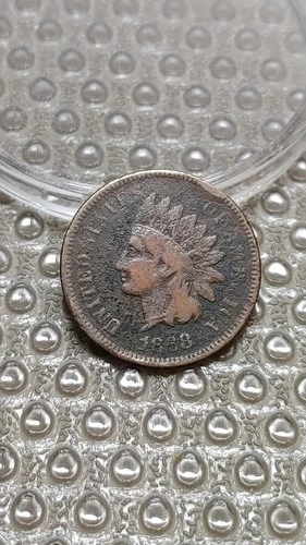 1868 Indian Head Cent Penny Fine Details Corrosion Rim Hits                 Y948