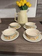 Royal Winton Grimwades Autumn Leaf/Hazel Soup Bowls & Saucers Vintage 1930s