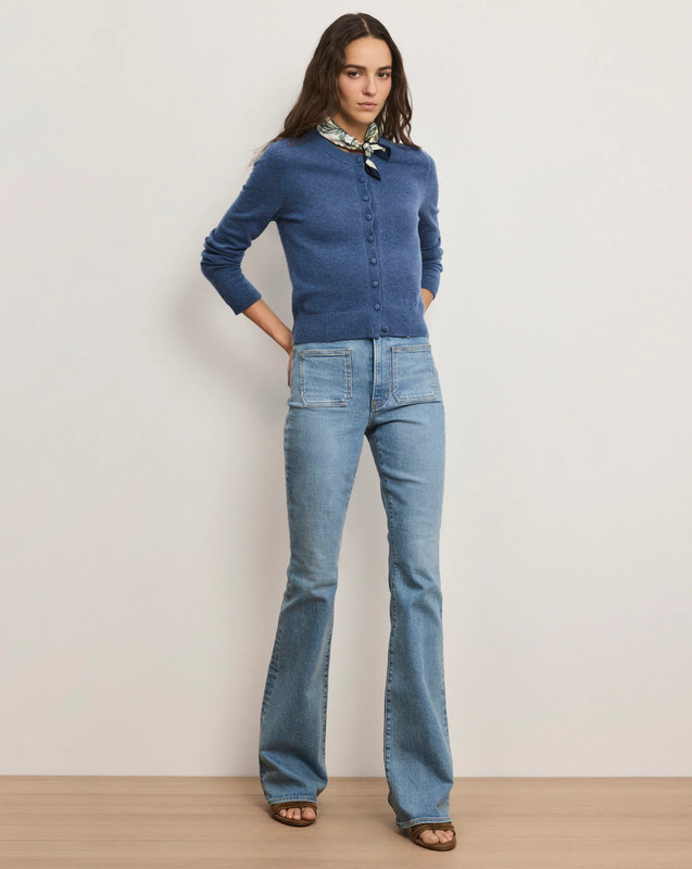 Veronica Beard Beverly High Rise Skinny Flare Button Fly Patch Pocket Size 28