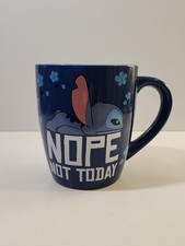 Disney Lilo Stitch Jumbo Blue Ceramic Coffee Mug 25oz, "Nope, Not Today", New