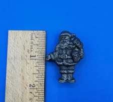 Vintage Torino Santa Claus Pewter Trinket Box Necklace Earrings Pin