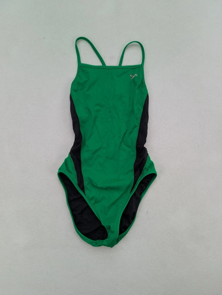 Traje de baño Speedo para mujer talla 12 una pieza verde negro Foto 2 de 4